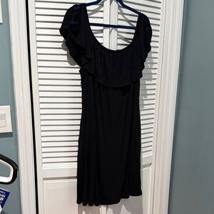 Casual Black Ruffle Dress